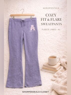 Aeropostale Lavender Fit & Flare Sweatpants XL Cozy Lounge Low Rise